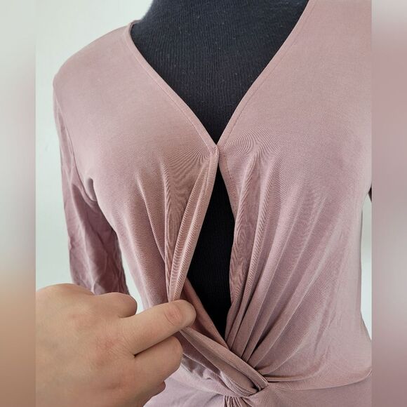 Brigitte Brianna Midi Dress Twist Front Lavendar Purple Modal Cotton Medium - Picture 3 of 11